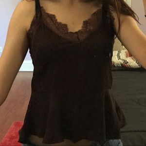 Plum lace trim tank